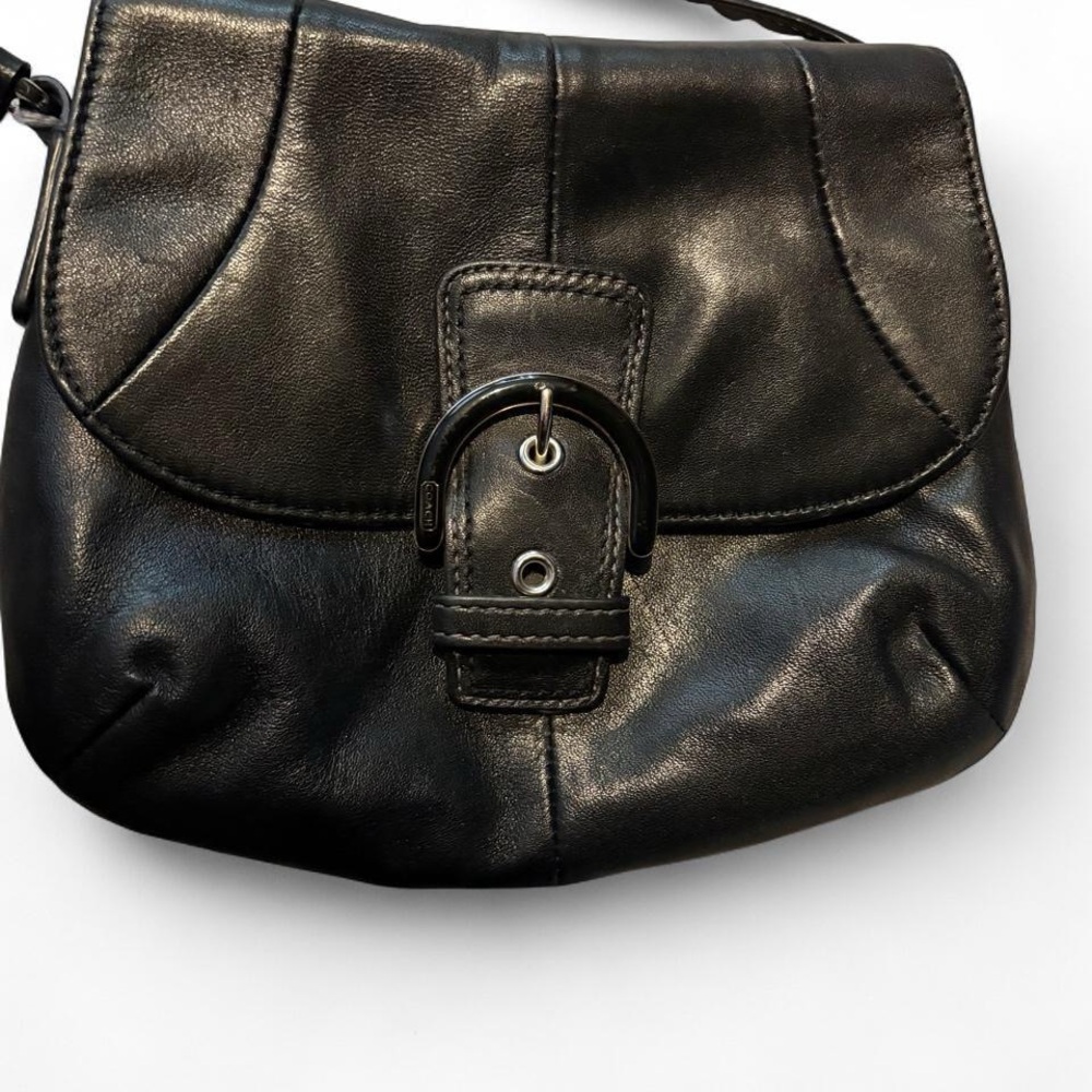 Coach Vintage  Soho Black Leather Flap Buckle Crossbody Bag